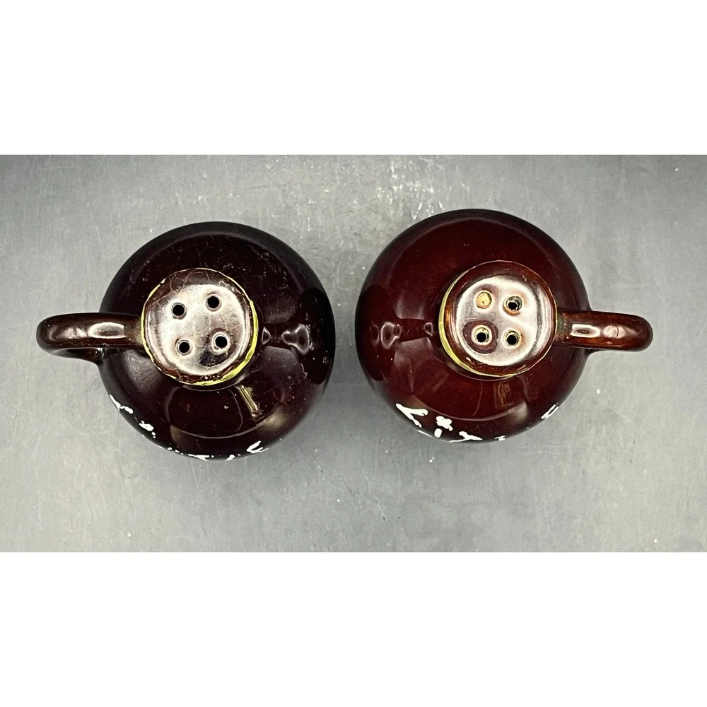Vtg Little Brown Jug Salt & Pepper Shakers 3.75